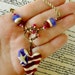 AMERICAN HEART HelensHarvest Sculpted Lampwork Red,White,Blue Primitive Matte Bronze Wire Wrapped Rustic Handmade Necklace