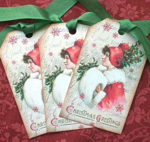 Victorian Christmas Gift Tags Set of 3 by CreativeVisions on Etsy