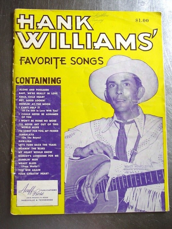 Hank Williams Favorite Songs 1953 Songbook by GoodlookinVintage