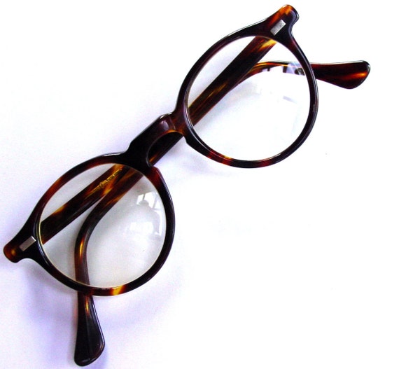 1980s Preppy Round Horn Rimmed Glasses by GoodlookinVintage