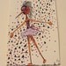 original art drawing Poppet 17 ooak stick bird dancer surreal kitsh postcard size Clearance