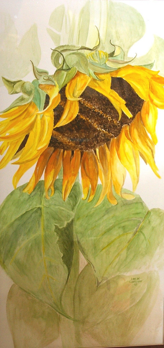 Items similar to Original Watercolor Painting - Sunflower - Sunshine on
