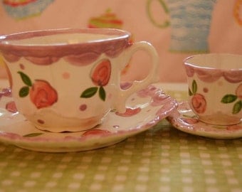 Tea for Two Doll & Girl matching tea cup sets