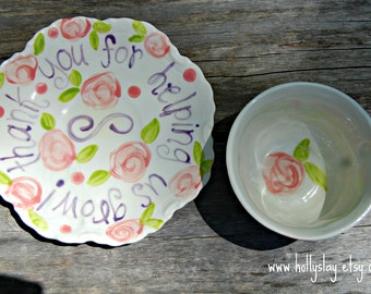 Personalized Tea Cup & Saucer, large size handpainted