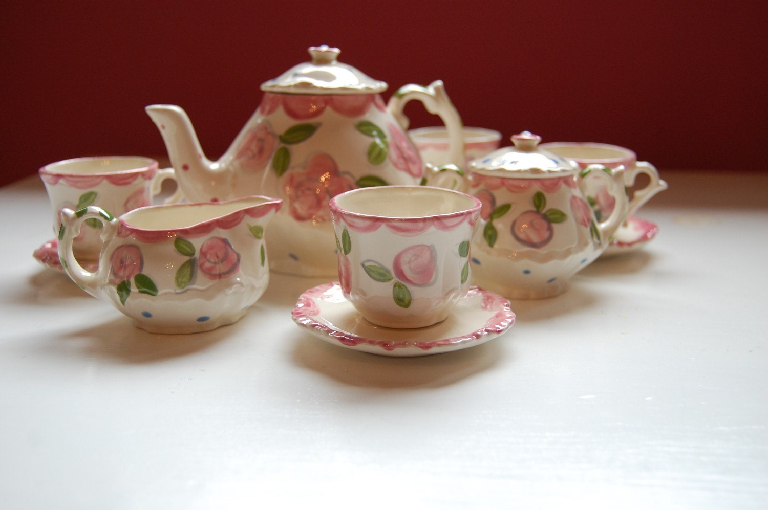 Little Girls Tea Set Handpainted Custom Personalized