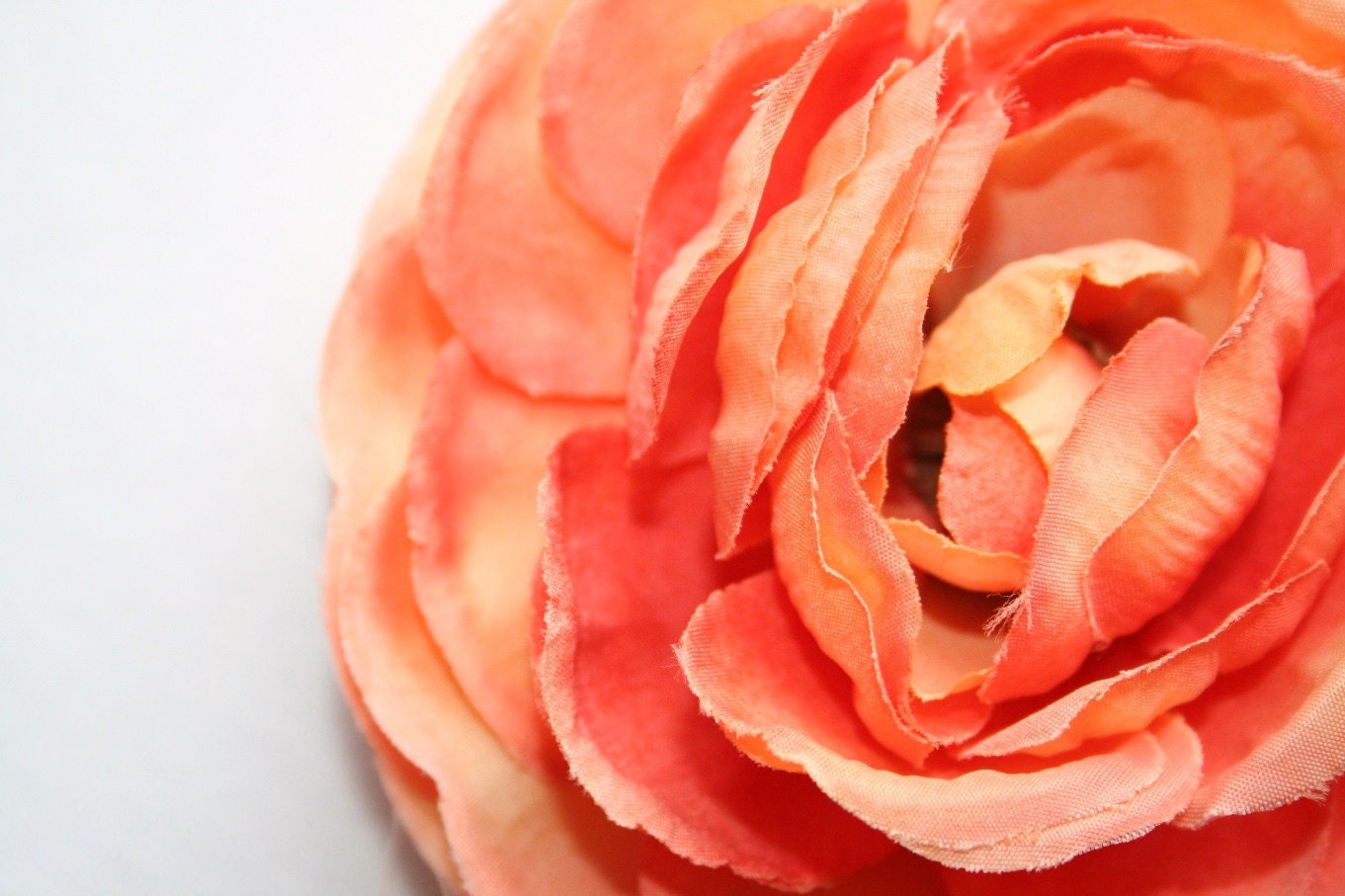 Silk Flowers Coral Peach Garden Rose 4 inches Artificial