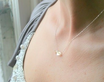 Tiny citrine and sterling silver necklace