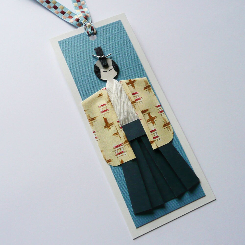 Handmade samurai paper doll origami bookmark B363