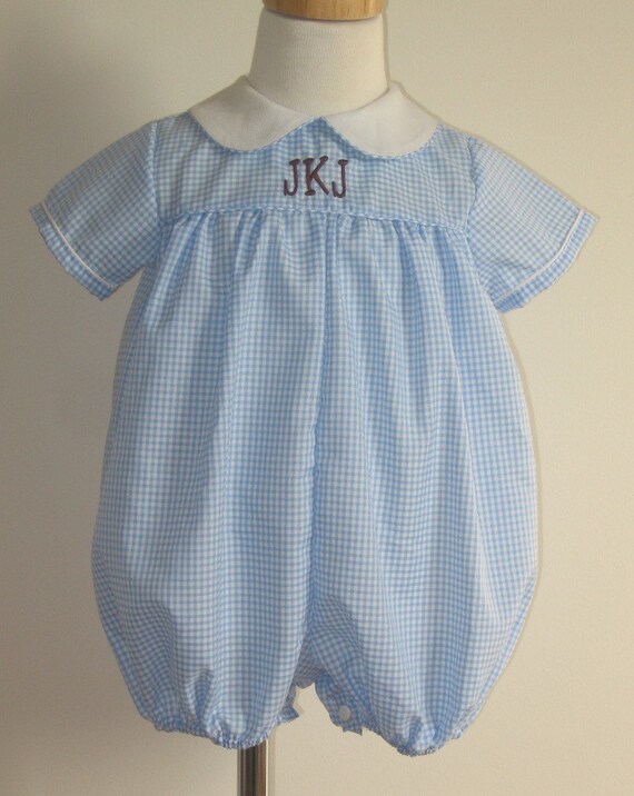 SALE Bubble romper for baby boy monogrammed