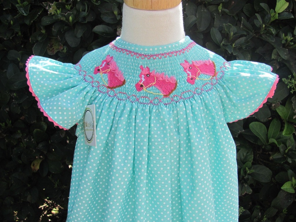 Baby girl smocked dresses Smocked horses dress sz 12m SALE