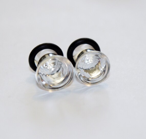 2g Clear Ear Plugs Body Jewelry 6mm Handmade 2 gauge