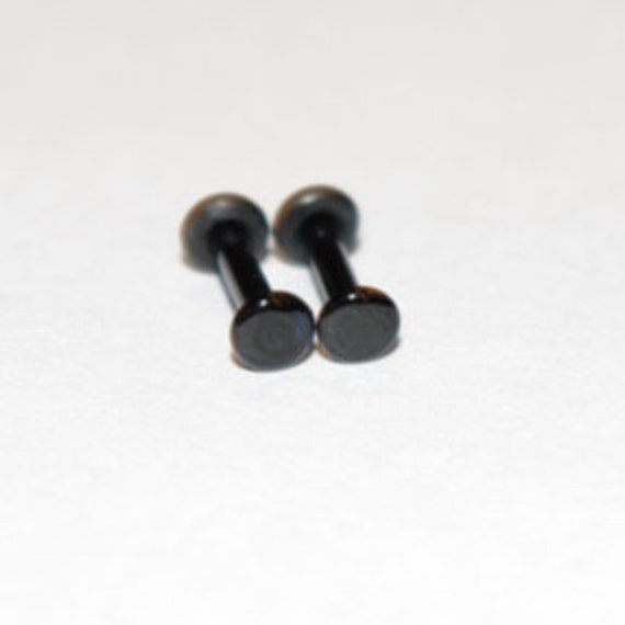 14g Black ear plugs Pair BODY JEWELRY handmade new 14 gauge