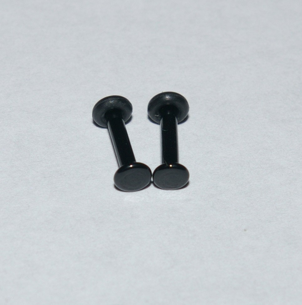 14g BLACK Glass Plugs Body Jewelry 14 Gauge 1.6mm by