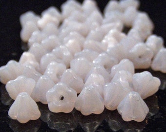 Rose Alabaster Czech Glass Bead 4x6mm Baby Bell Flower - 25