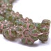 Czech Glass Bead Marbled Sapphire Green Picasso 12mm Daisy Flower - LAST 6