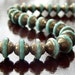 Turquoise Bronze Czech Glass Bead 8x10mm Flying Saucer : LAST 7 pc