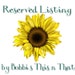 Reserved Listing for Darlene