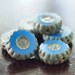 Cornflower Blue 12mm Czech Glass Coin Picasso Bead : LAST 8 pc