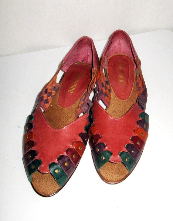 huarache peep toe flat