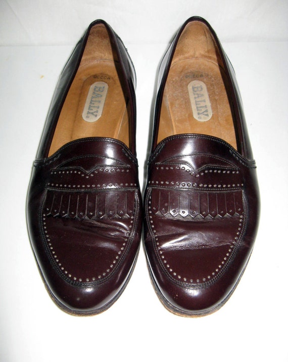 Size 9. 5 Men Bally Shoes Vintage Brown Leather Kilted Loafers