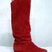 Vintage Boots Tall Red Suede Slouchy Boots Sz 6.5