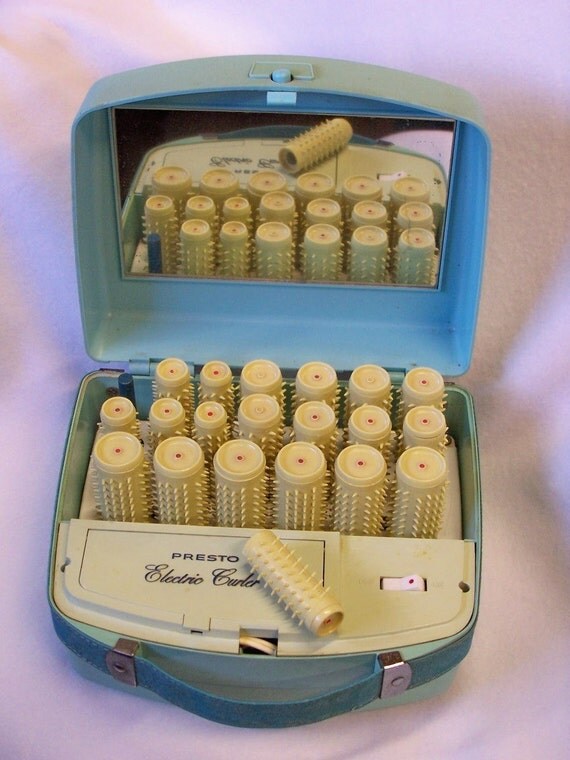 10.00 Off Vintage Electric Hair Curlers Retro Aqua Blue Presto