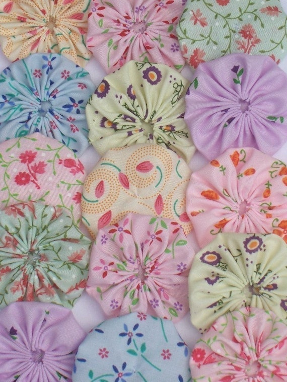 trim pom quilt pom Button YoYo Flower Block Handmade MARY Trim Fabric Quilt ROSE Applique