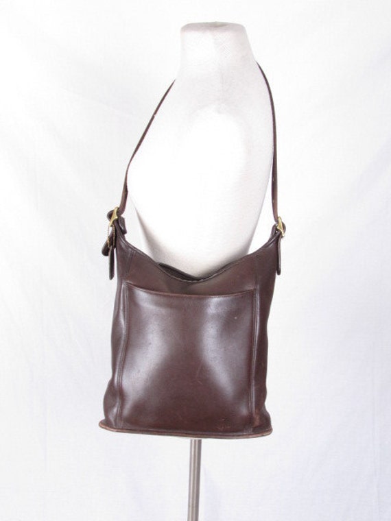 Large Vintage Coach Brown Leather Bucket Bag