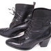 vintage 90s JOAN AND DAVID granny lace up combat black leather stacked heel sz 8 1/2 womens ankle boots