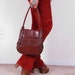 1970s 70s Hobo Hippy Side Braid Leather Shoulder Bag Purse Handbag