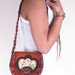 Vintage 70s Rare Hippie Mexican Tooled Floral Leather Tan Bag Purse Handbag Braided Shoulder Strap