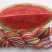 RESERVED ORDER for dancinpony - Hand dyed self striping watermelon sock yarn - with seeds