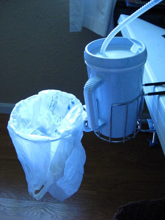 DRINK HOLDER AND TRASH BAG HOOKS ON YOUR SCRAPBOOKING TABLE TO