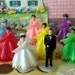 Vintage / Plastic Wedding Party / Cupcake Toppers / Set of Eight / Groom-Bride and Six Bridesmaids