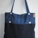 ON SALE Grassroots Dark Blue Polka Dot Tote Bag