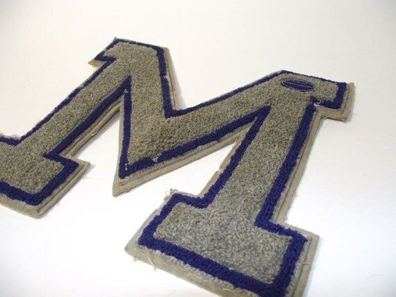 Vintage Letter Jacket Initial M Football autographed