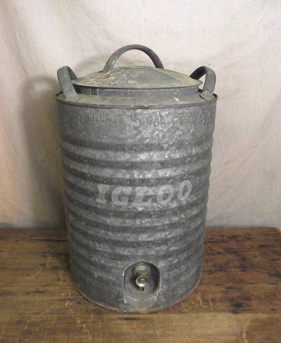 Vintage Large Igloo 5 gal Drink Cooler Galvanized Shabby