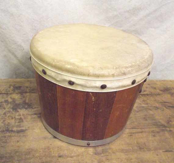 Vintage Single Wooden Bongo Drum Made in Mexico by RuffByMargo