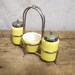 Reduced for quick sale Beautiful vintage condiment set yellow pottery hallmarked
