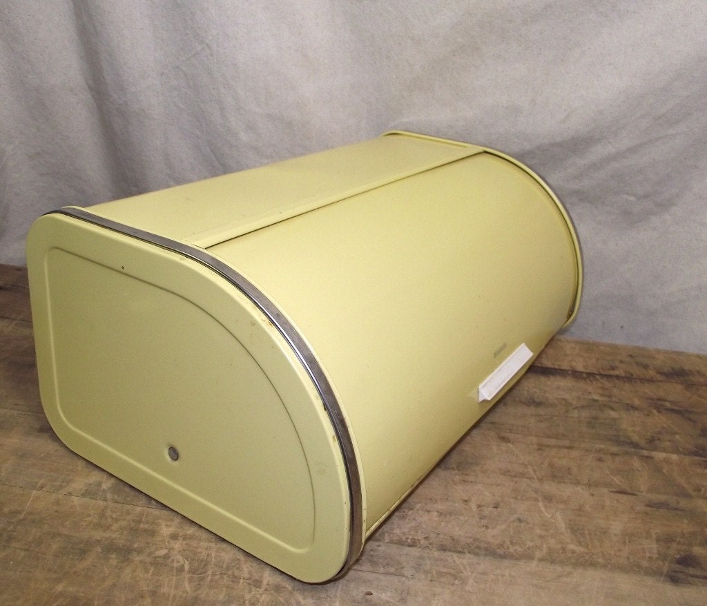 Fabulous old retro mod yellow bread box organize organization