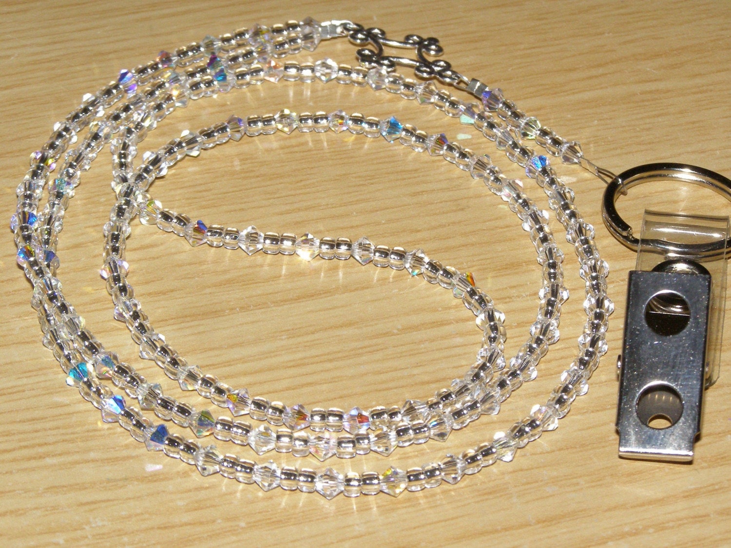 SWAROVSKI CRYSTAL Beaded Lanyard ID Badge Holder