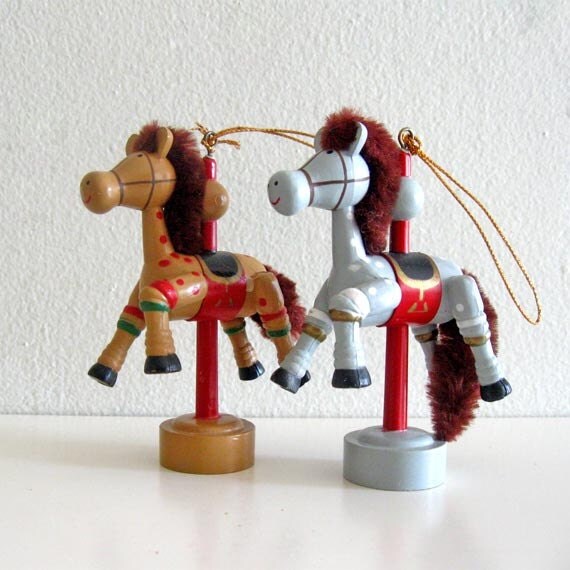 vintage christmas ornaments carousel horses by modandmint vintage christmas ornaments carousel horses by modandmint