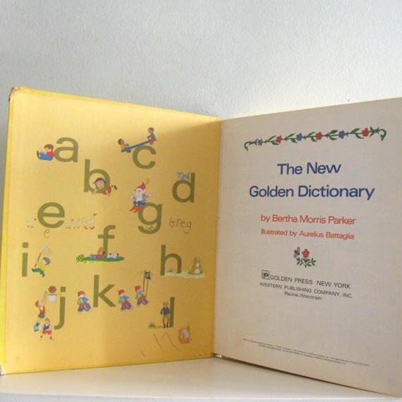 Vintage Childrens Book New Golden Dictionary Pictionary