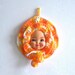 Vintage Crochet Doll Face Wall Hanging Orange Magnet 8"
