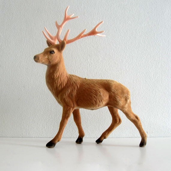 vintage large flocked tan reindeer figure 9 vintage large flocked tan reindeer figure 9