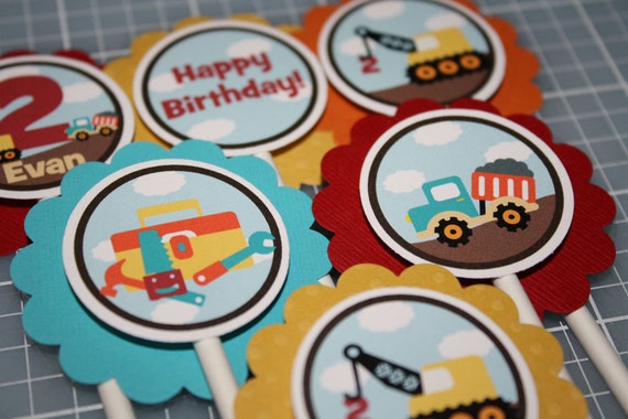 Construction Zone Cupcake Toppers - Any color or theme - girl or boy Il_570xn