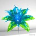 Upcycled Blue Spiky Fun Flower Made of Plastic Water Bottles