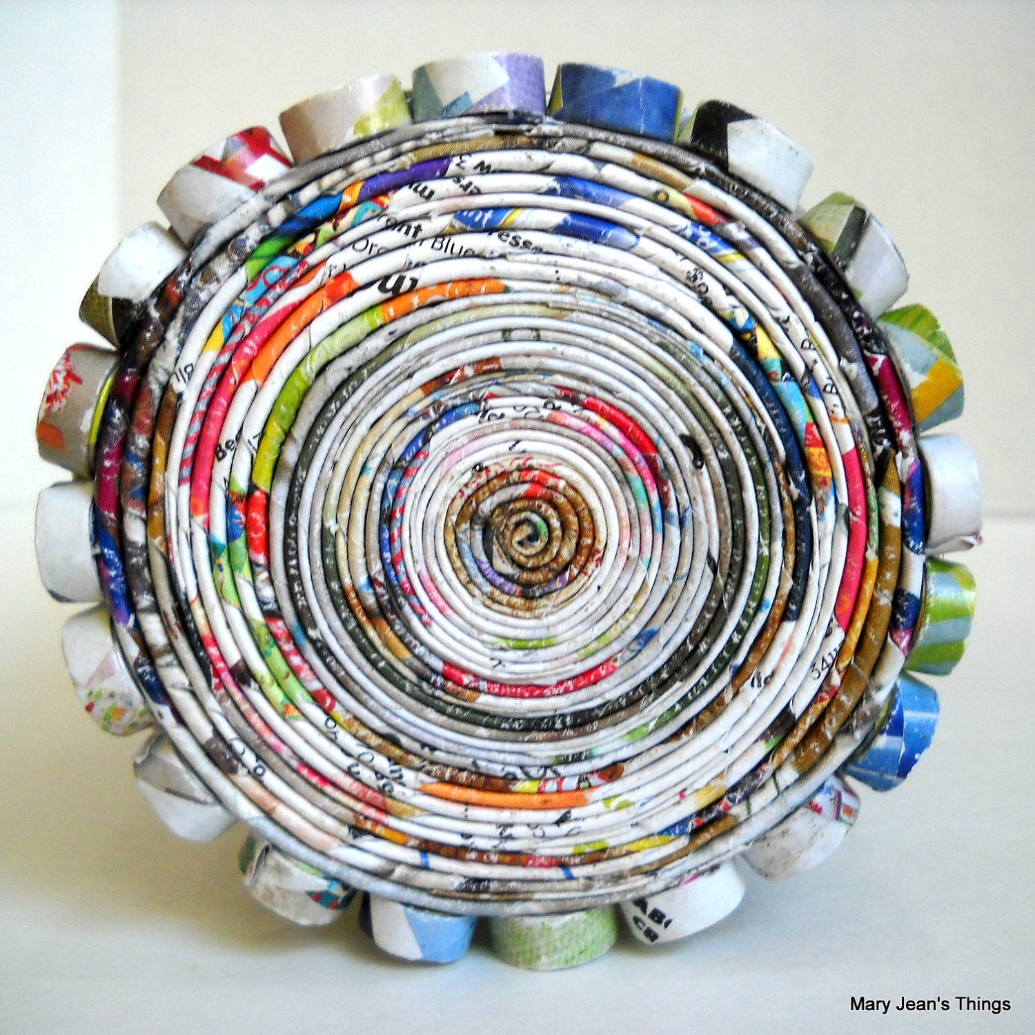 Rolled Paper Vase Sculpture Upcycled from Land of Nod Mail