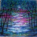 Pres. Sale 45% off Original large painting Spring Stream and trees under Moon by Vadal -Free shipping in cont US