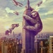 Slothzilla, Sloth Climbing Empire State Building Print 18" x 24"